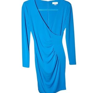 Calvin Klein Peacock Blue V Neck Wrap Style Mini Dress Size 4 Like New